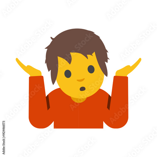 Shrugging Boy Clipart Illustration | Questioning Expression Cartoon Style Isolated on White Background