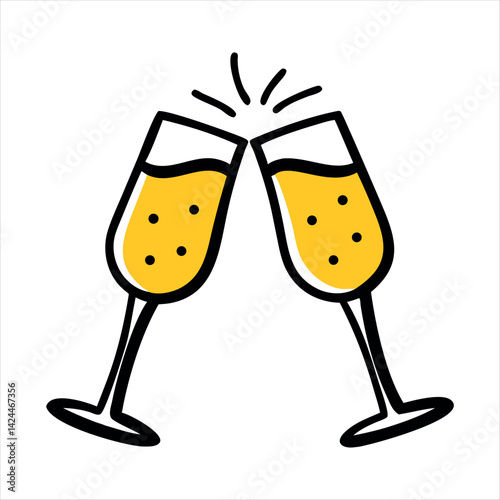 glass with party drinks two glasses of champagne
