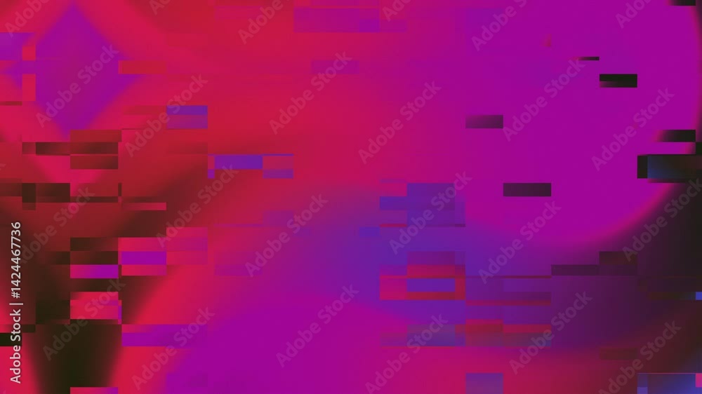 Digital glitch background with purple and red tones suitable for technology or abstract design projects, adding a contemporary and vibrant touch.