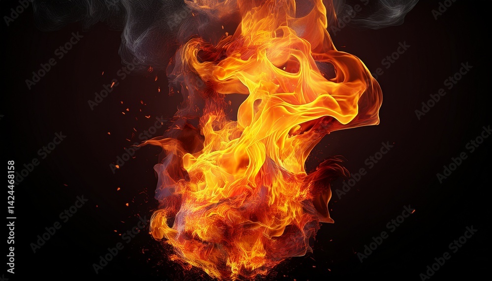 Fototapeta premium fire in 3d transparent no background in explosion effect concept