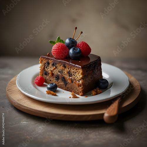 slice of fruitcake on a plate