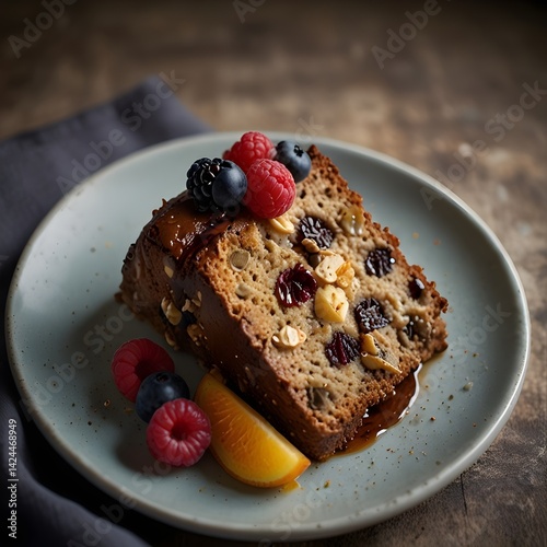 slice of fruitcake on a plate
