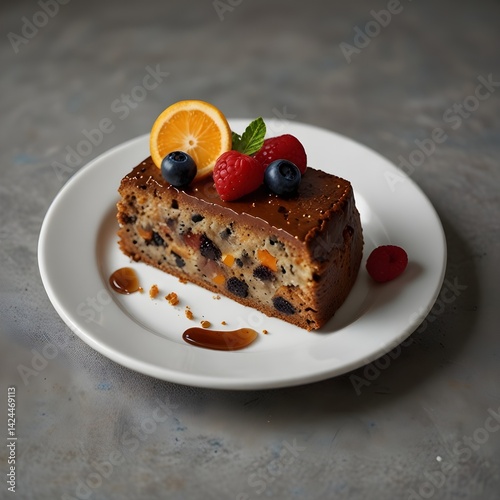 slice of fruitcake on a plate