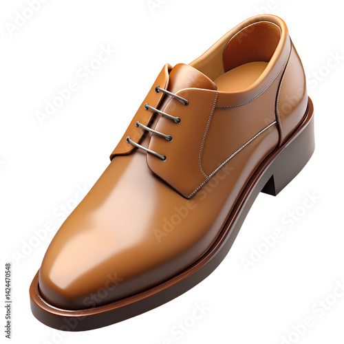 3d display of a mens dress shoe in leather finish