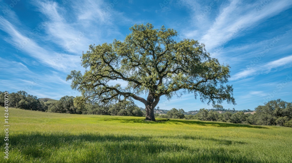 Majestic Oak in Sunny Meadow, Landscape Photography Majestic Oak in Sunny Meadow, Landscape Photography