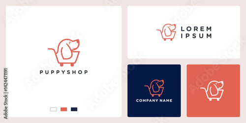 Puppy shop logo design template