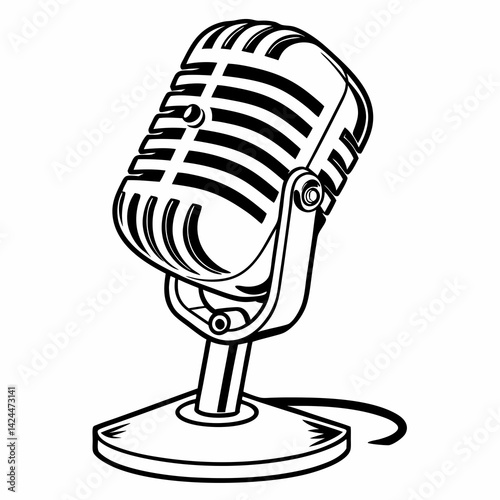 retro microphone on white background