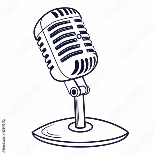 retro microphone on white background