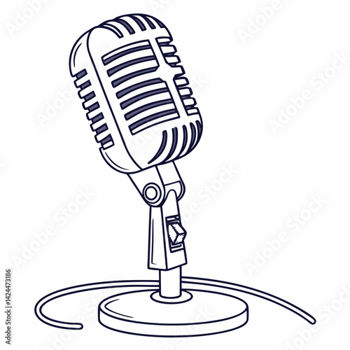retro microphone on white background