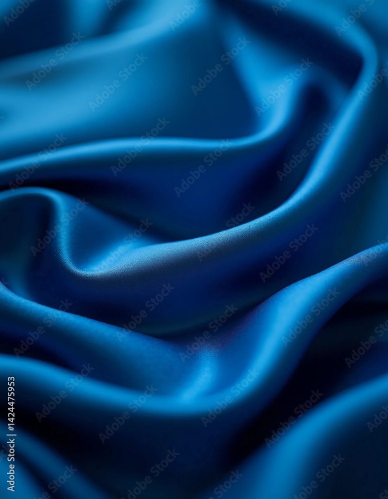 Soft and shimmering, a rich blue satin fabric lies in gentle folds, reflecting light with a silky gloss. Its deep color evokes a sense of calm luxury and sophistication Generative AI Soft and shimmering, a rich blue satin fabric lies in gentle folds, reflecting light with a silky gloss. Its deep color evokes a sense of calm luxury and sophistication Generative AI