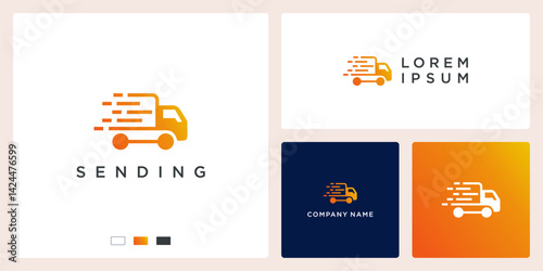 Sending tech logo truck design template