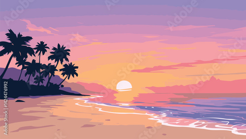 tropical beach with palm trees