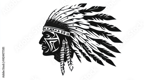 Native American headdress profile, cultural heritage, design element