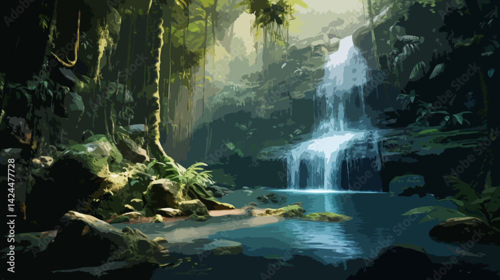 custom made wallpaper toronto digitalWaterfall in the forest