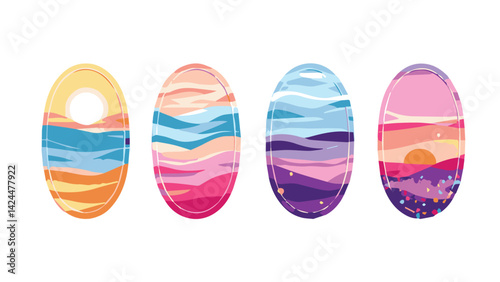 colorful set of wall scenery for decoration