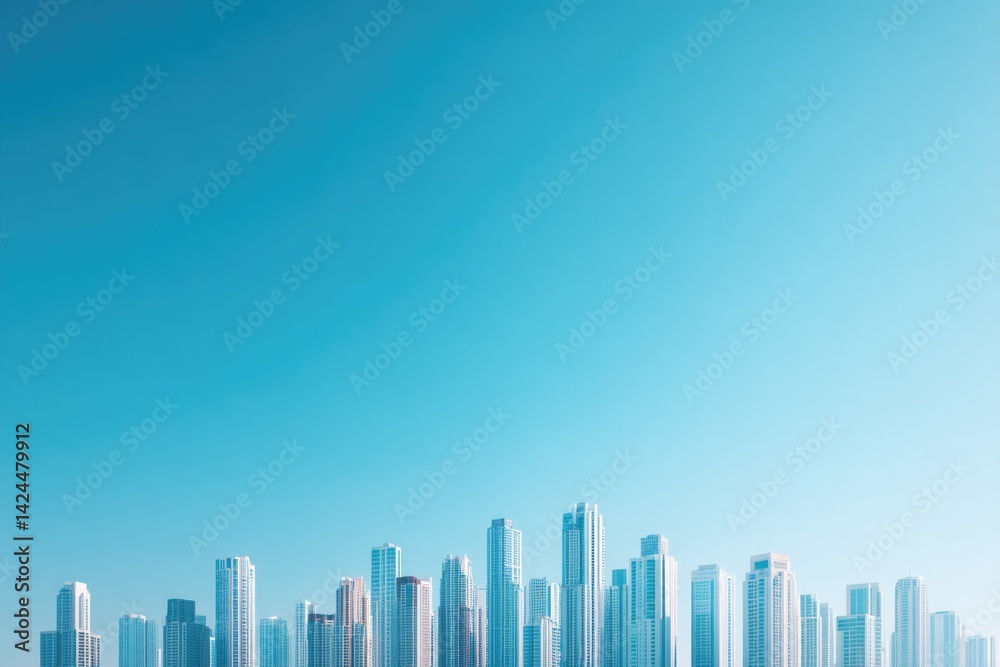 urban skyline with modern skyscrapers under clear blue sky urban skyline with modern skyscrapers under clear blue sky