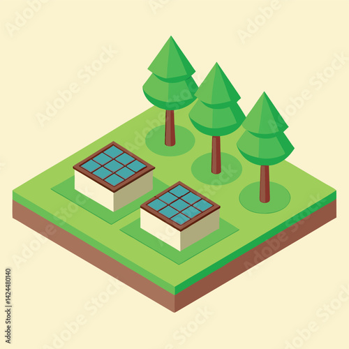 Eco-Friendly Solar Panels in a Lush Park Setting