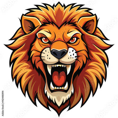 Angry lion head illustration
