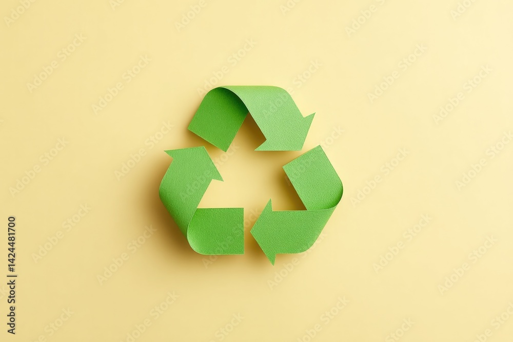 minimalistic image of single recycle symbol on smooth solid color background with ample copy space minimalistic image of single recycle symbol on smooth solid color background with ample copy space