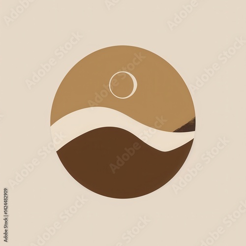 Minimalistic Wellness Retreat Logo with Earth Tones and Circular Balance Symbol for Design