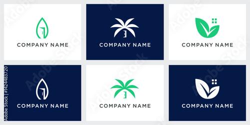 Set of leaf property logo design