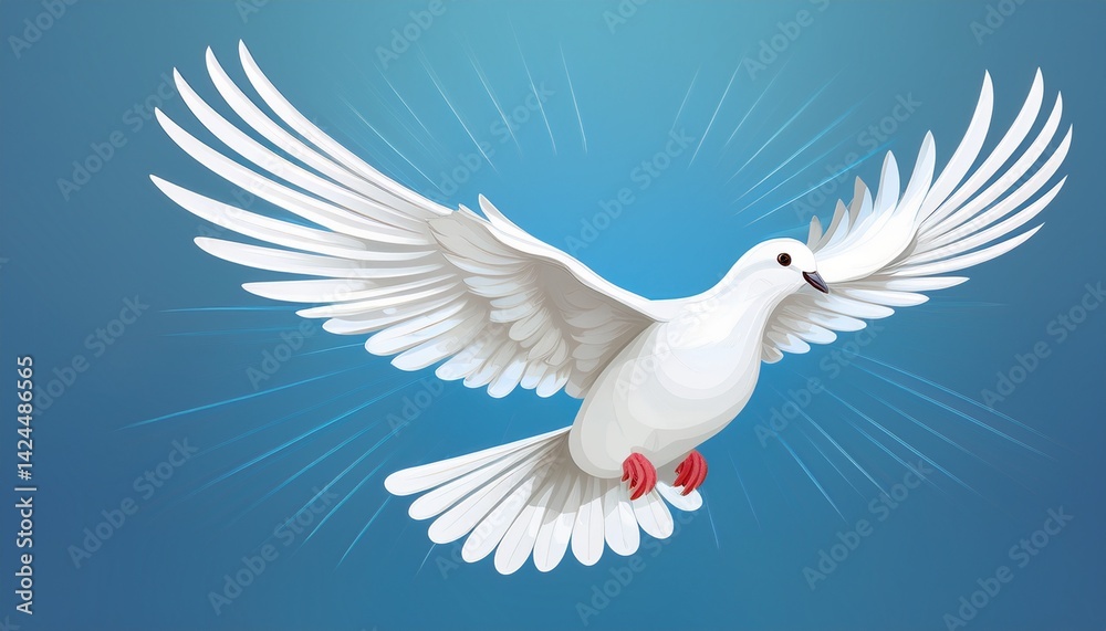 Fototapeta premium dove flying white bird illustration