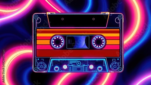 illustration of Neon cassette Nostalgia