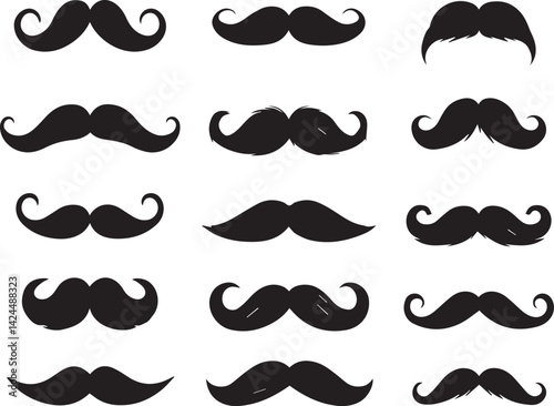 Collection of Unique Mustache Silhouettes in Various Styles