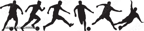 Collection of Soccer Player Silhouettes in Various Action Poses