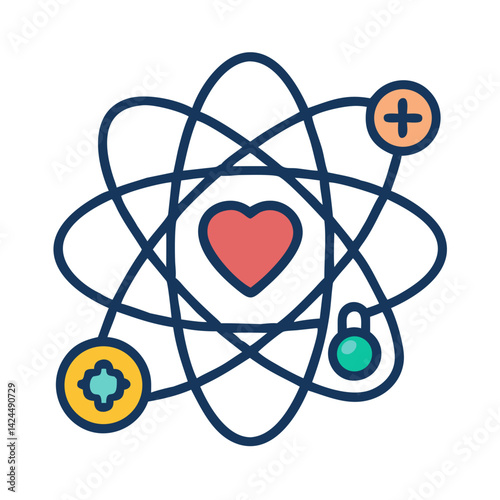 Atomic Heart Icon Representing Core Values and Fundamental Principles