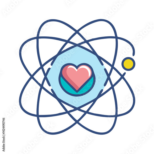 Atomic Heart Icon Representing Core Values and Fundamental Principles