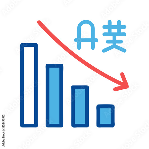 Bar Chart with Cross Icon Representing Language Data and Performance Analysis