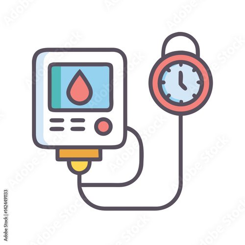 Blood Pressure Monitor Icon Representing Hypertension and Health Monitoring