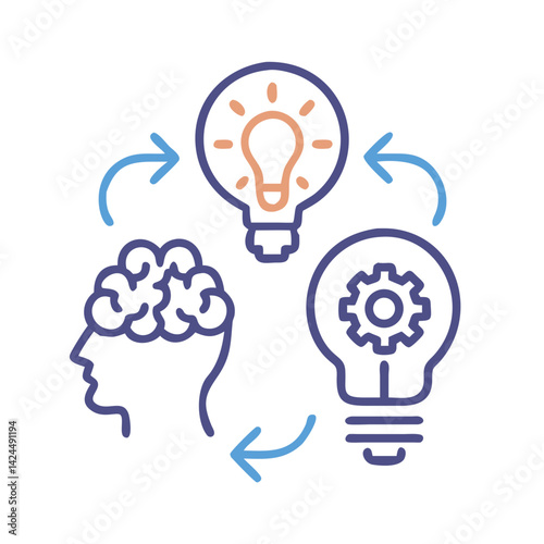 Brainstorming Icon Representing Idea Exchange and Collaborative Thinking