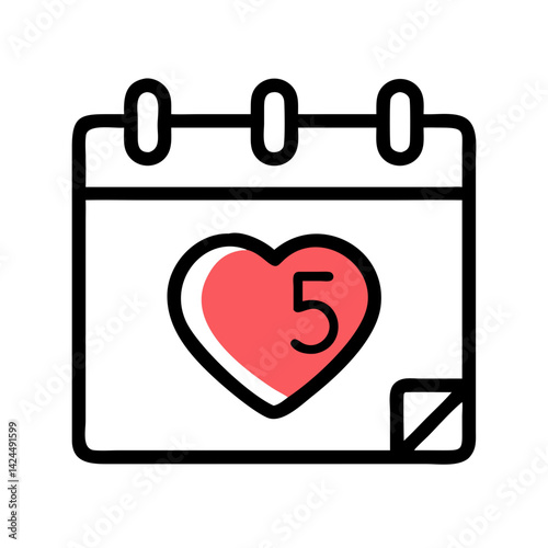Calendar with Heart Icon Representing Anniversary and Special Date Celebration