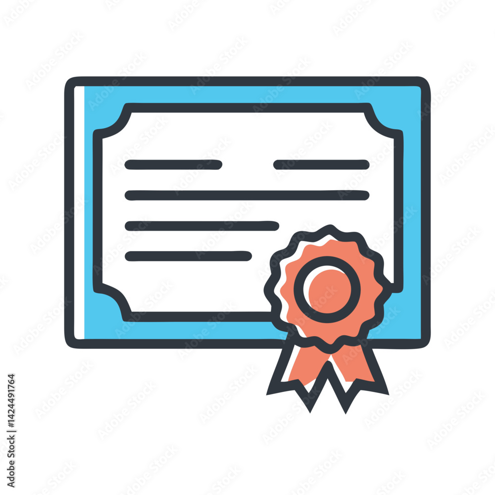 Certificate Icon Representing Language Proficiency and Certification Achievement Certificate Icon Representing Language Proficiency and Certification Achievement