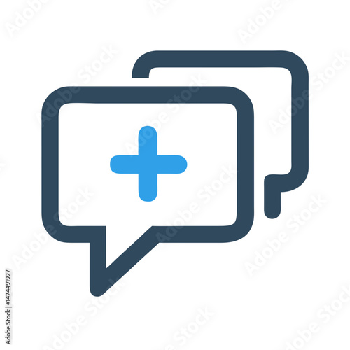 Chat Bubble with Plus Icon Representing Medical Consultation and Health Support
