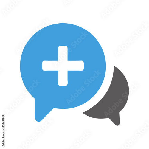 Chat Bubble with Plus Icon Representing Medical Consultation and Health Support