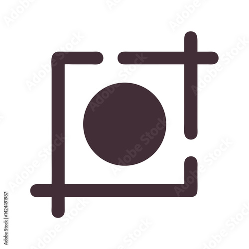 Circle in Bounding Box Icon Representing Object Placement and Alignment