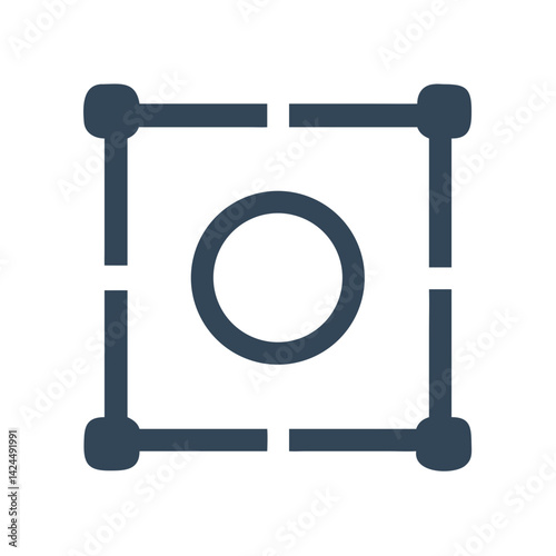 Circle in Bounding Box Icon Representing Object Placement and Alignment