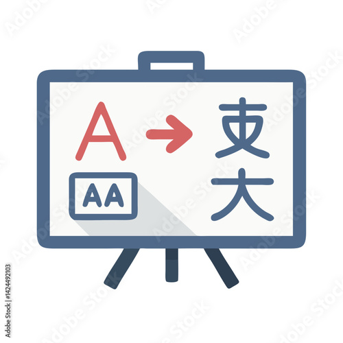 Classroom Board with Translation Icon Representing Language Learning and Education