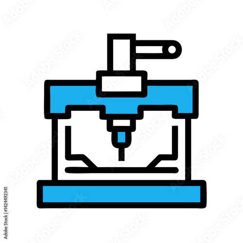 CNC Machine Icon Representing Precision Cutting and Automated Manufacturing