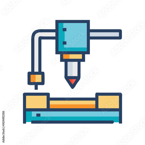 CNC Machine Icon Representing Precision Cutting and Automated Manufacturing