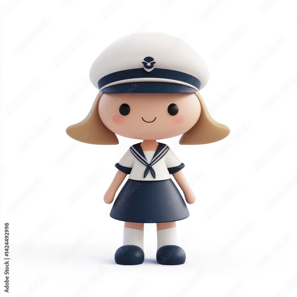 Fototapeta premium Smiling, cartoon sailor girl figurine.
