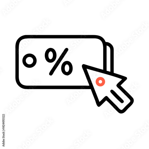 Discount Tag with Cursor Icon Representing Promotional Offers and Sales