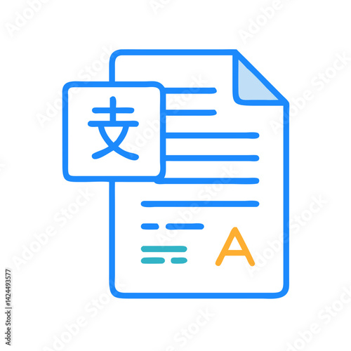 Document with Characters Icon Representing Written Language and Text Communication