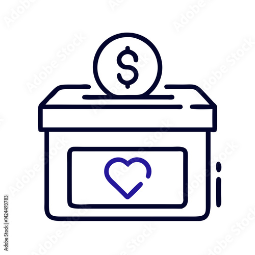 Donation Box Icon Representing Generosity and Charitable Giving