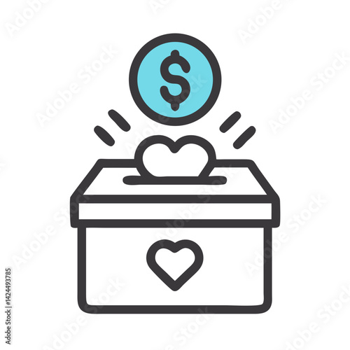 Donation Box Icon Representing Generosity and Charitable Giving