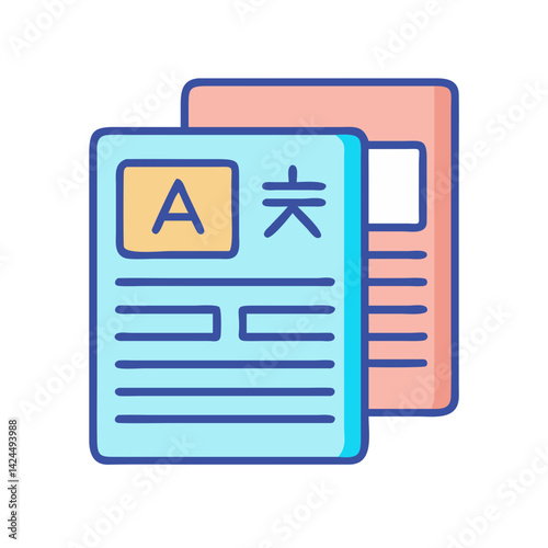 Dual Language Document Icon Representing Bilingual Content and Multilingual Communication