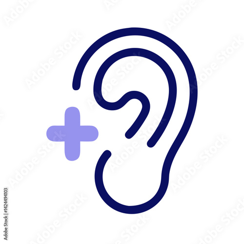 Ear with Plus Icon Representing Hearing and Audiology Support Services